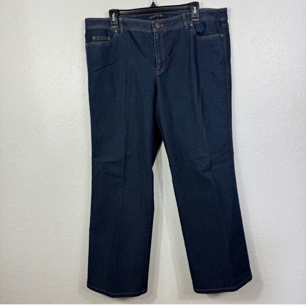 Lafayette 148 New York jeans size 16 dark wash dressy Blue Flare Wide Leg Jeans